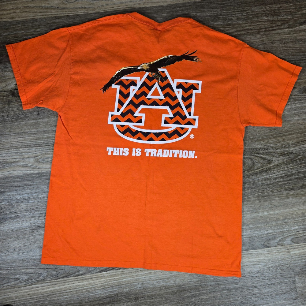 Vintage Auburn Tigers T Shirt Mens L Orange War Eagle This Is Tradition NCAA 90s